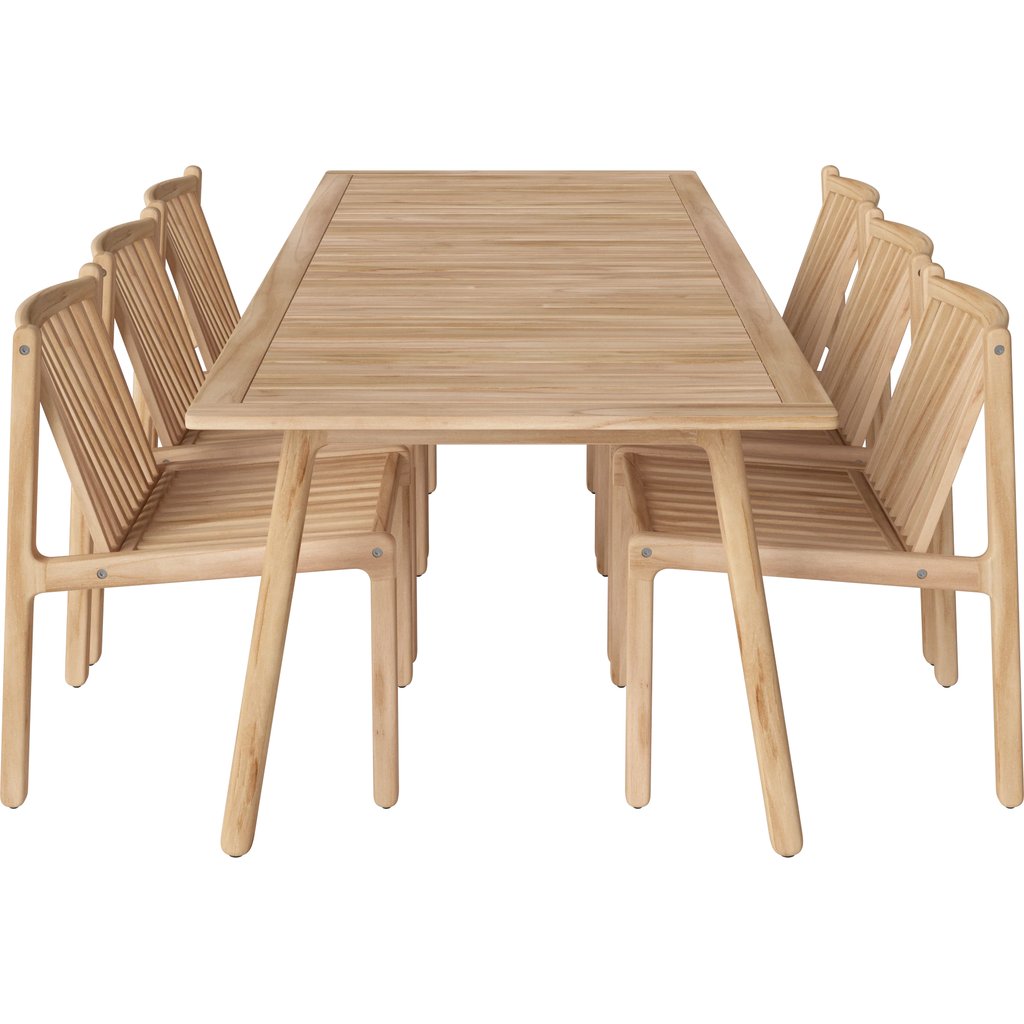 Patio Utendørs Spisegruppe (6 stoler og bord L220 cm)