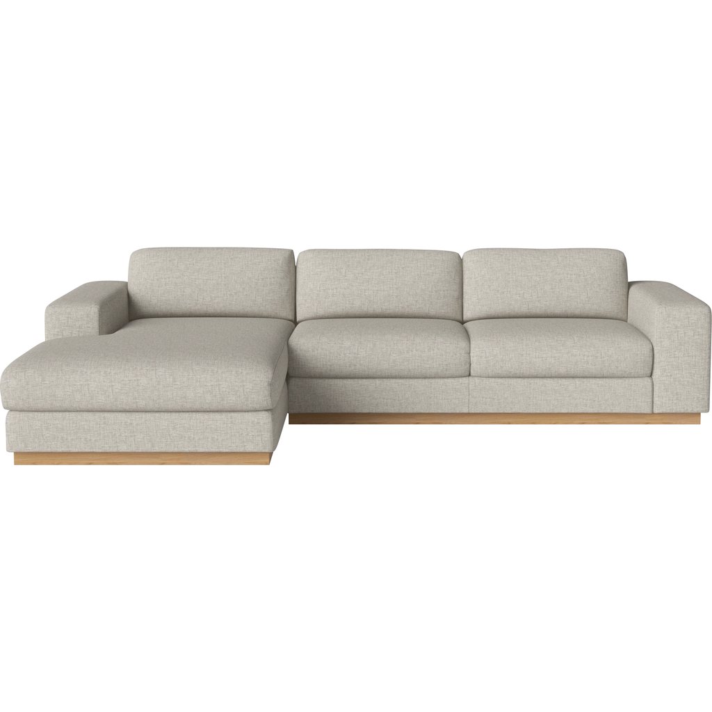 Sepia 3-zitsbank met chaise longue - links