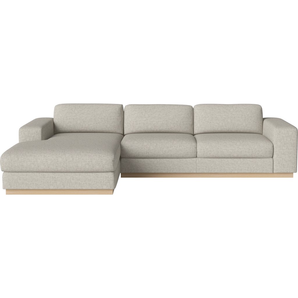 Sepia 3-zitsbank met chaise longue - links