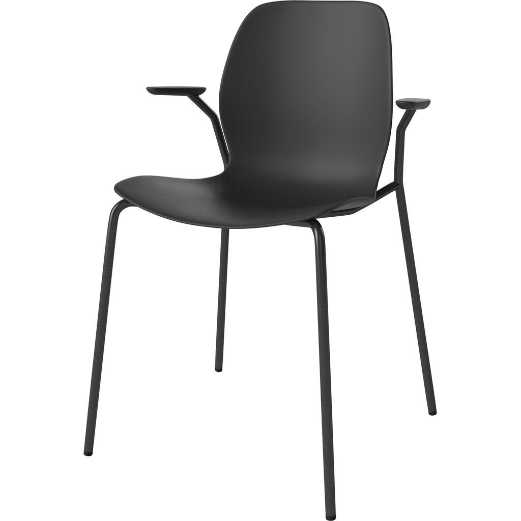 Seed Stoel met Open Armleuningen & Metalen Frame