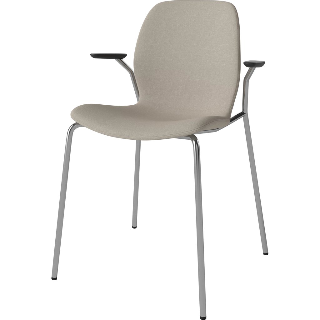 Seed Stoel met Open Armleuningen & Metalen Frame – Gestoffeerd